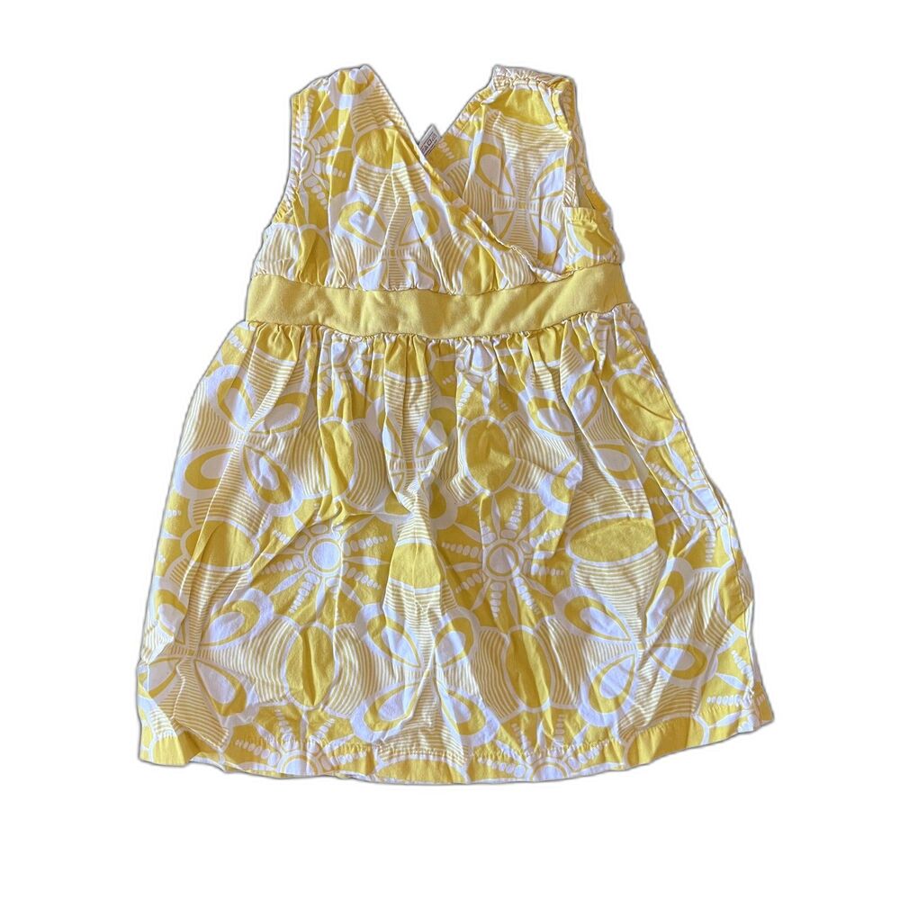 Tea Collection Girls 2 Yellow White Floral Sleeveless Cotton Summer Dress